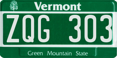 VT license plate ZQG303