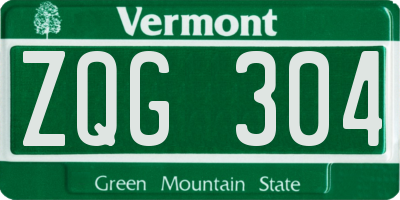 VT license plate ZQG304