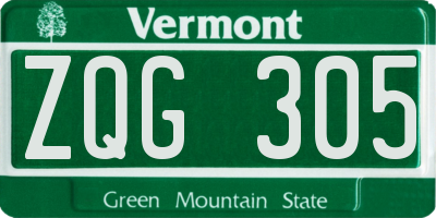 VT license plate ZQG305