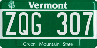 VT license plate ZQG307