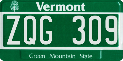 VT license plate ZQG309