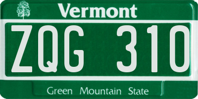 VT license plate ZQG310