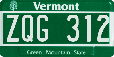 VT license plate ZQG312