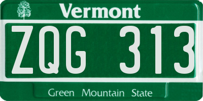 VT license plate ZQG313