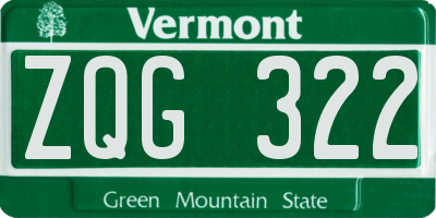 VT license plate ZQG322