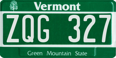 VT license plate ZQG327