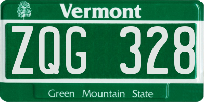 VT license plate ZQG328