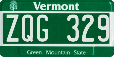 VT license plate ZQG329