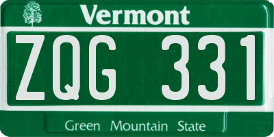 VT license plate ZQG331
