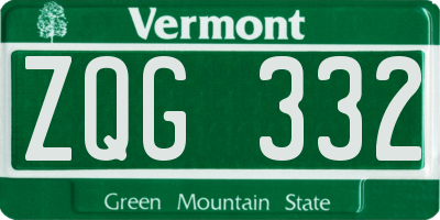 VT license plate ZQG332