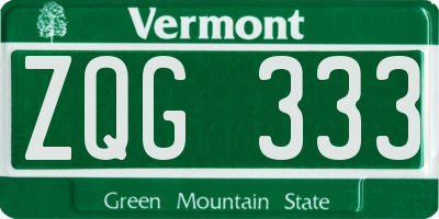 VT license plate ZQG333
