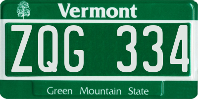 VT license plate ZQG334