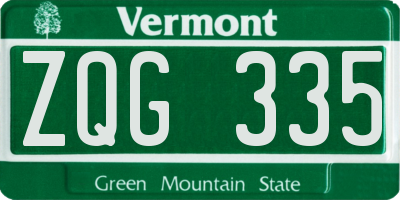 VT license plate ZQG335