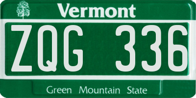 VT license plate ZQG336