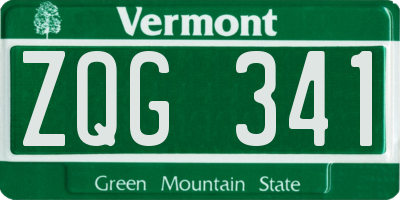 VT license plate ZQG341