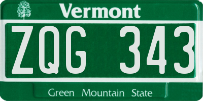 VT license plate ZQG343