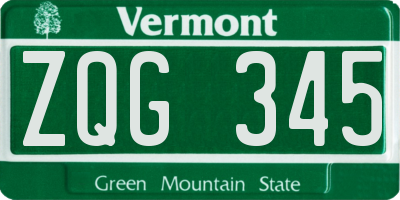 VT license plate ZQG345
