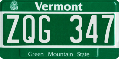 VT license plate ZQG347