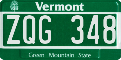VT license plate ZQG348