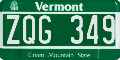 VT license plate ZQG349