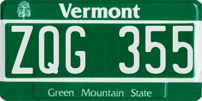 VT license plate ZQG355