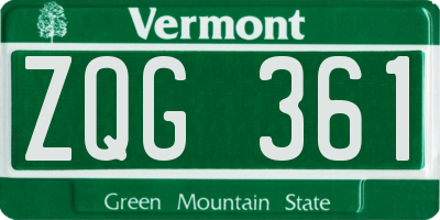 VT license plate ZQG361