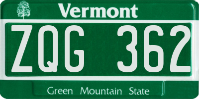 VT license plate ZQG362