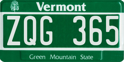 VT license plate ZQG365