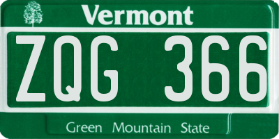 VT license plate ZQG366
