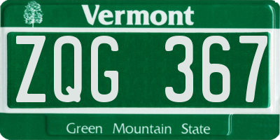 VT license plate ZQG367