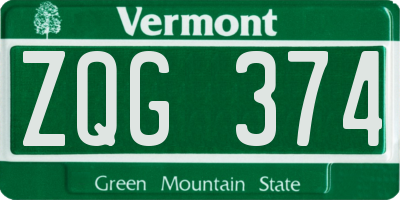 VT license plate ZQG374