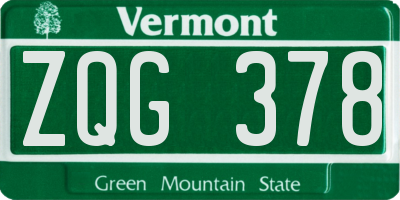 VT license plate ZQG378