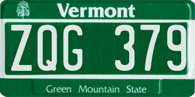 VT license plate ZQG379