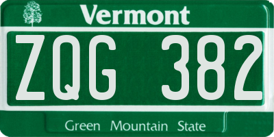 VT license plate ZQG382
