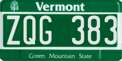 VT license plate ZQG383