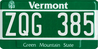 VT license plate ZQG385