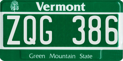 VT license plate ZQG386