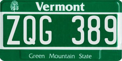 VT license plate ZQG389