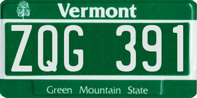 VT license plate ZQG391