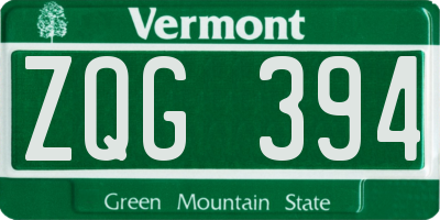 VT license plate ZQG394