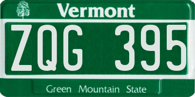 VT license plate ZQG395