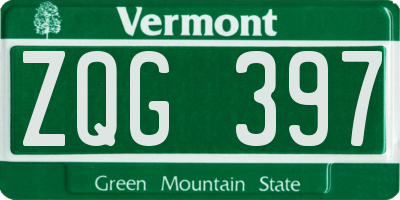 VT license plate ZQG397