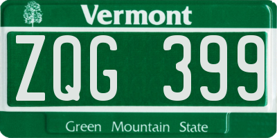 VT license plate ZQG399
