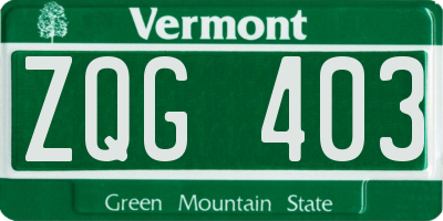 VT license plate ZQG403