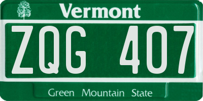 VT license plate ZQG407