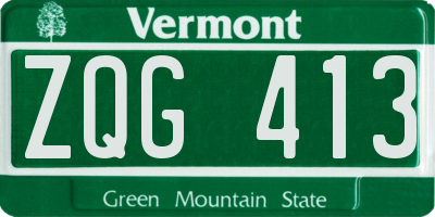 VT license plate ZQG413