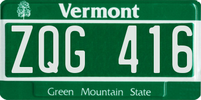 VT license plate ZQG416