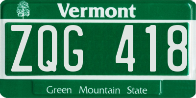 VT license plate ZQG418