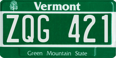 VT license plate ZQG421