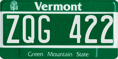 VT license plate ZQG422